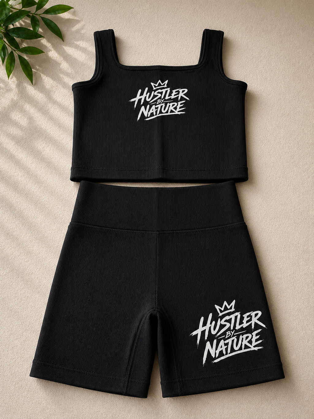 Hustler By Nature Ribbed Set - Black