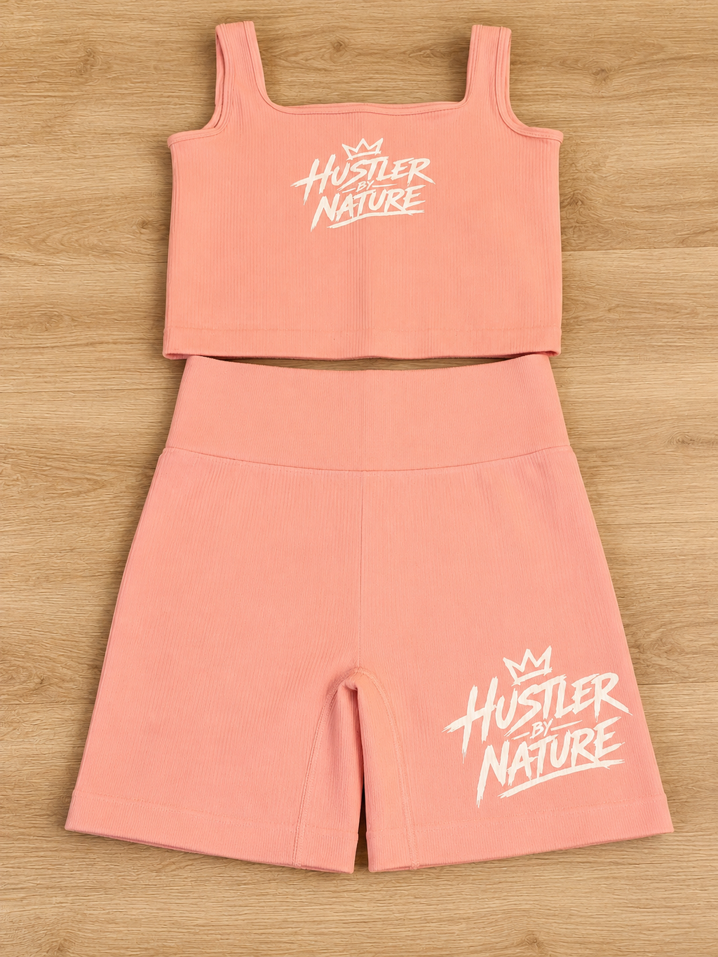 Hustler By Nature Ribbed Set - Pink