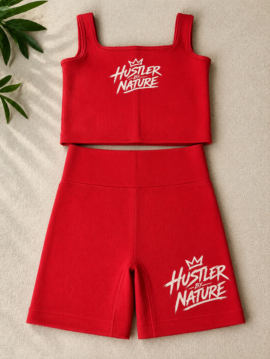 Hustler By Nature Ribbed Set - Red